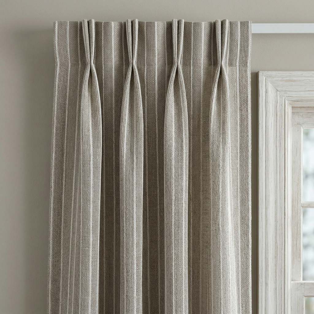 Textured Slub Linen-Cotton Striped Curtain