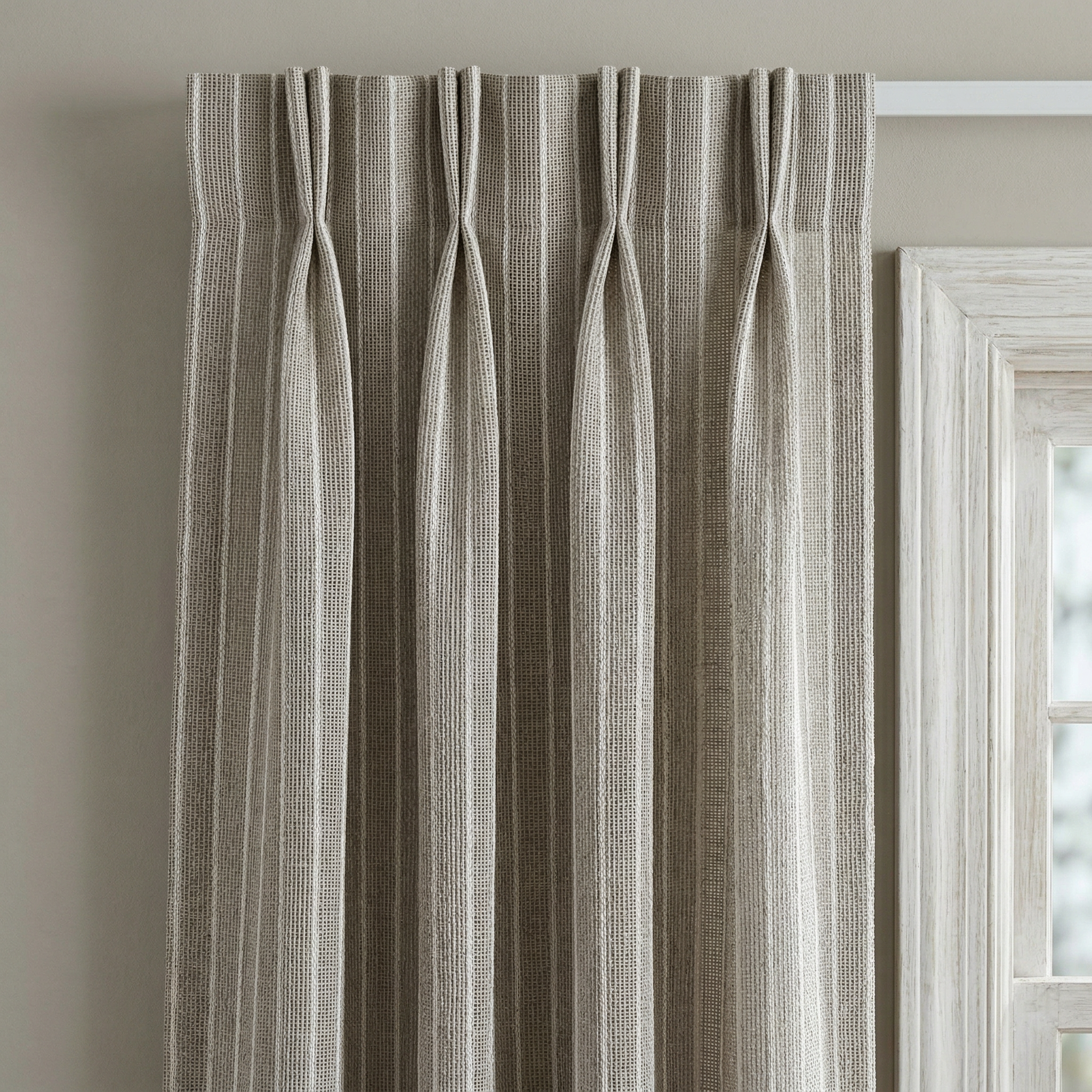 Textured Slub Linen-Cotton Striped Curtain
