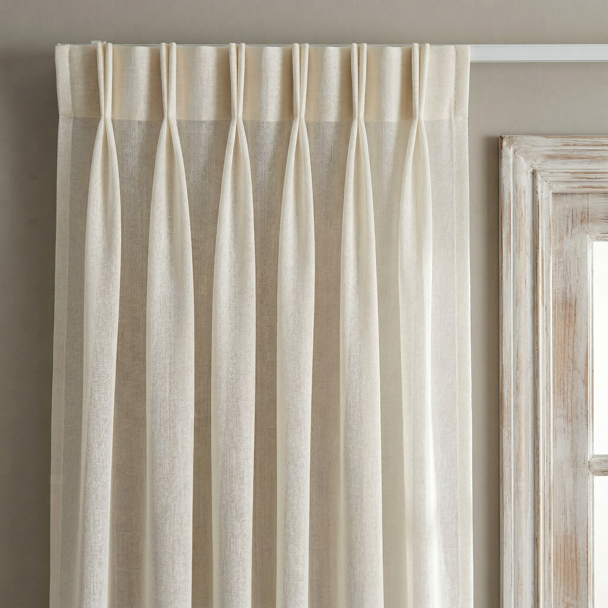 Natural Cream Pleated Tulle Sheer Curtains