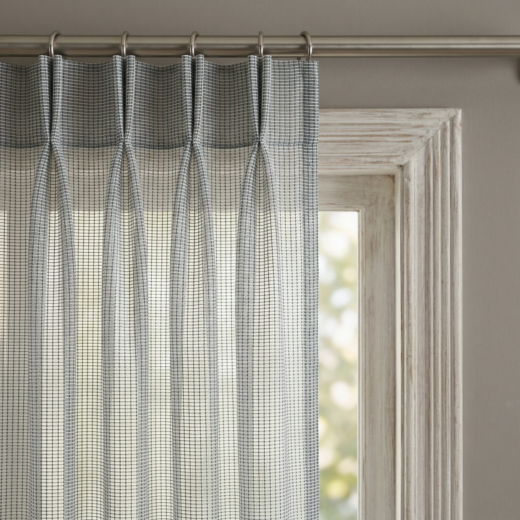 Square Grid Linen Effect Net Curtains