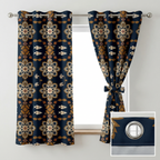 Navy Blue Fabric With Flower And Fish Curtains