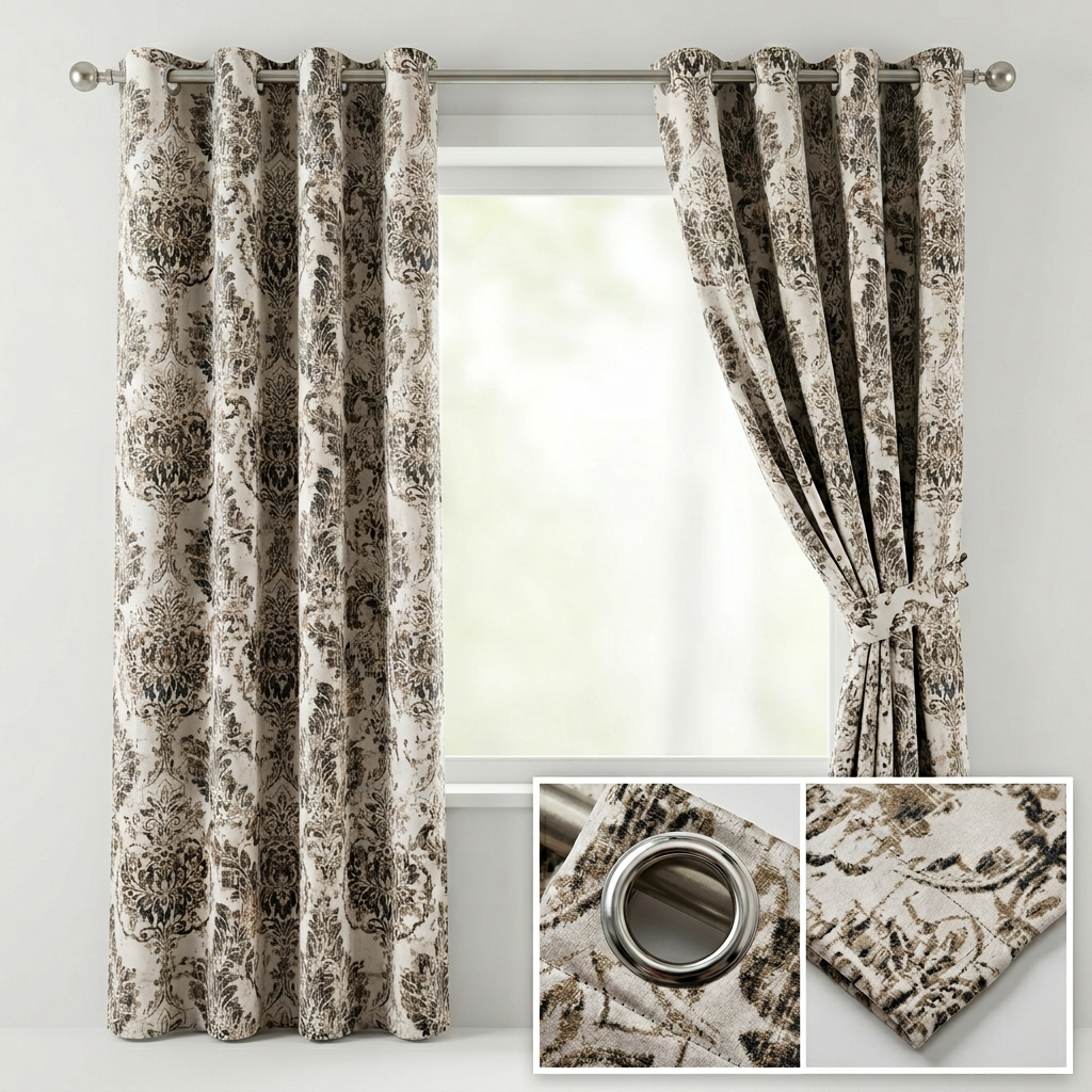 Vintage Floral Damask Curtains