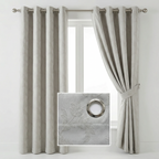 Elegant Off-White Botanical Leaf Embroidery Curtains