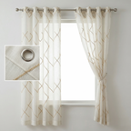 Luxury Embroidered Geometric Linen Blend Sheer Curtains