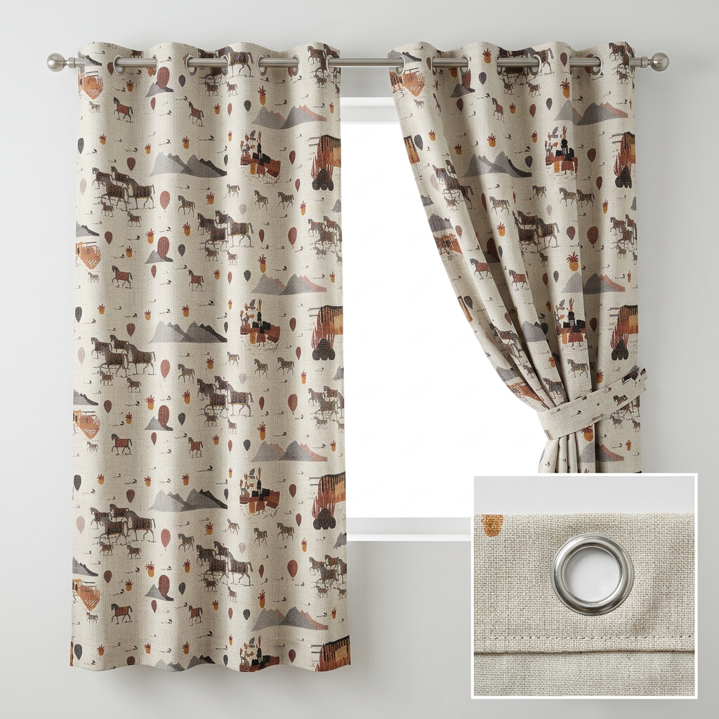 Horse And Hot Air Balloon Curtains