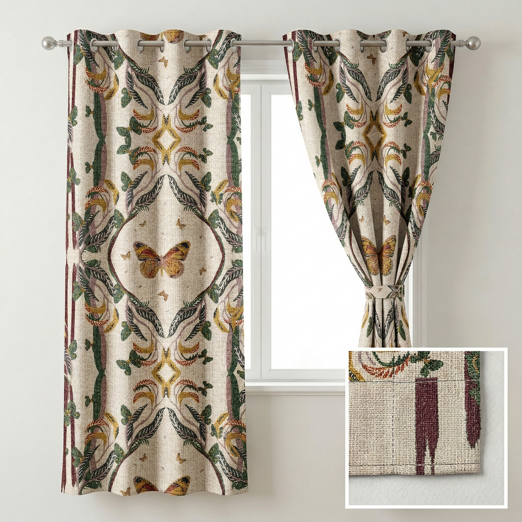 Bohemian Butterfly & Leaf Print Curtains