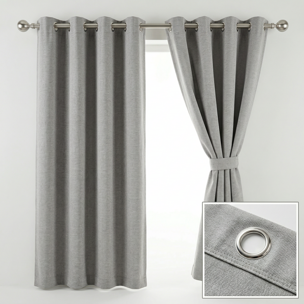 Minimalist Light Gray Fine Slub Weave Curtains