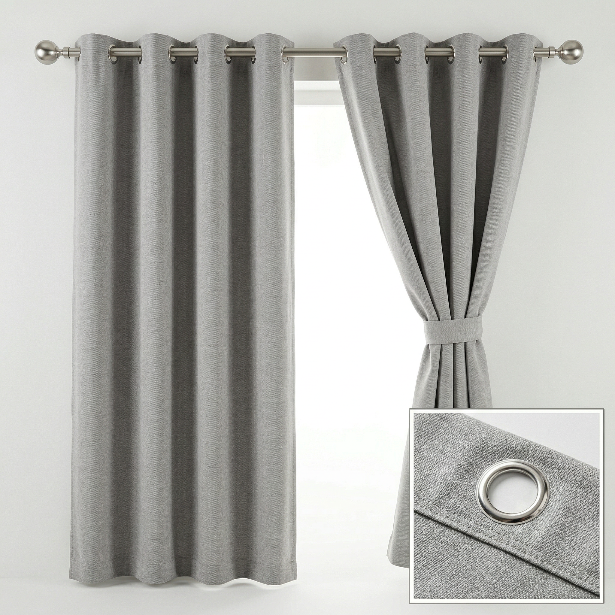 Minimalist Light Gray Fine Slub Weave Curtains