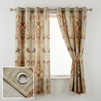Rust And Black Oriental Bird Pattern Curtains