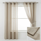 Mink Distressed Slub Tulle Sheer Curtains