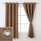 Chestnut Brown Textured Linen Blend Cotton Curtains