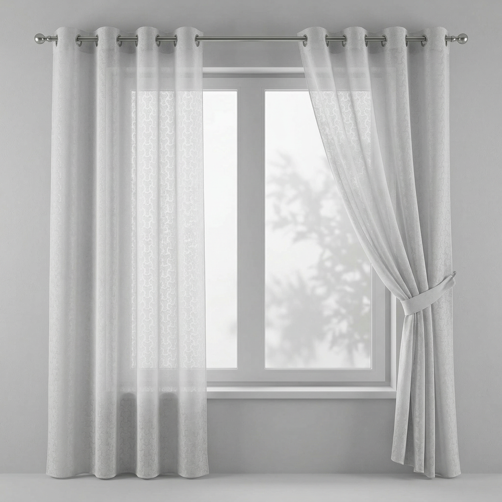 Luxury Ivory Linen Mix Pleated Semi-Sheer Curtain