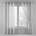 Luxury Ivory Linen Mix Pleated Semi-Sheer Curtain