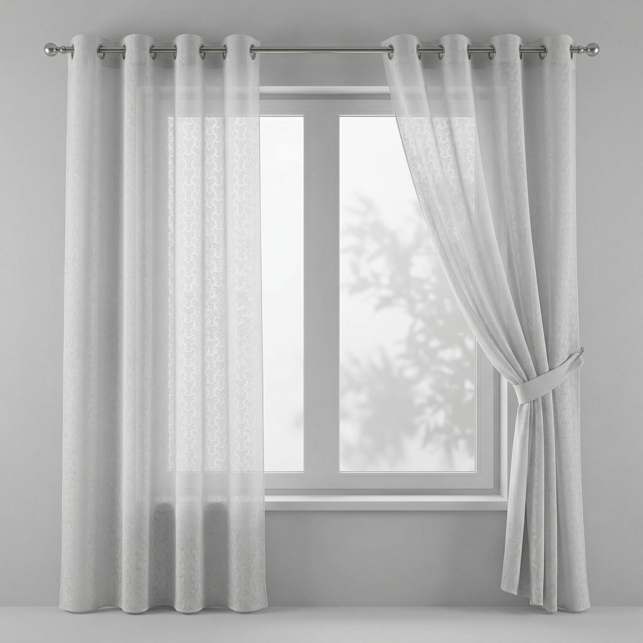 Luxury Ivory Linen Mix Pleated Semi-Sheer Curtain