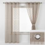 Modern Geometric Net Linen Blend Curtains