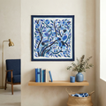 Vibrant  Blue Hand-Stitched Patchwork Khayyamian Tapestry