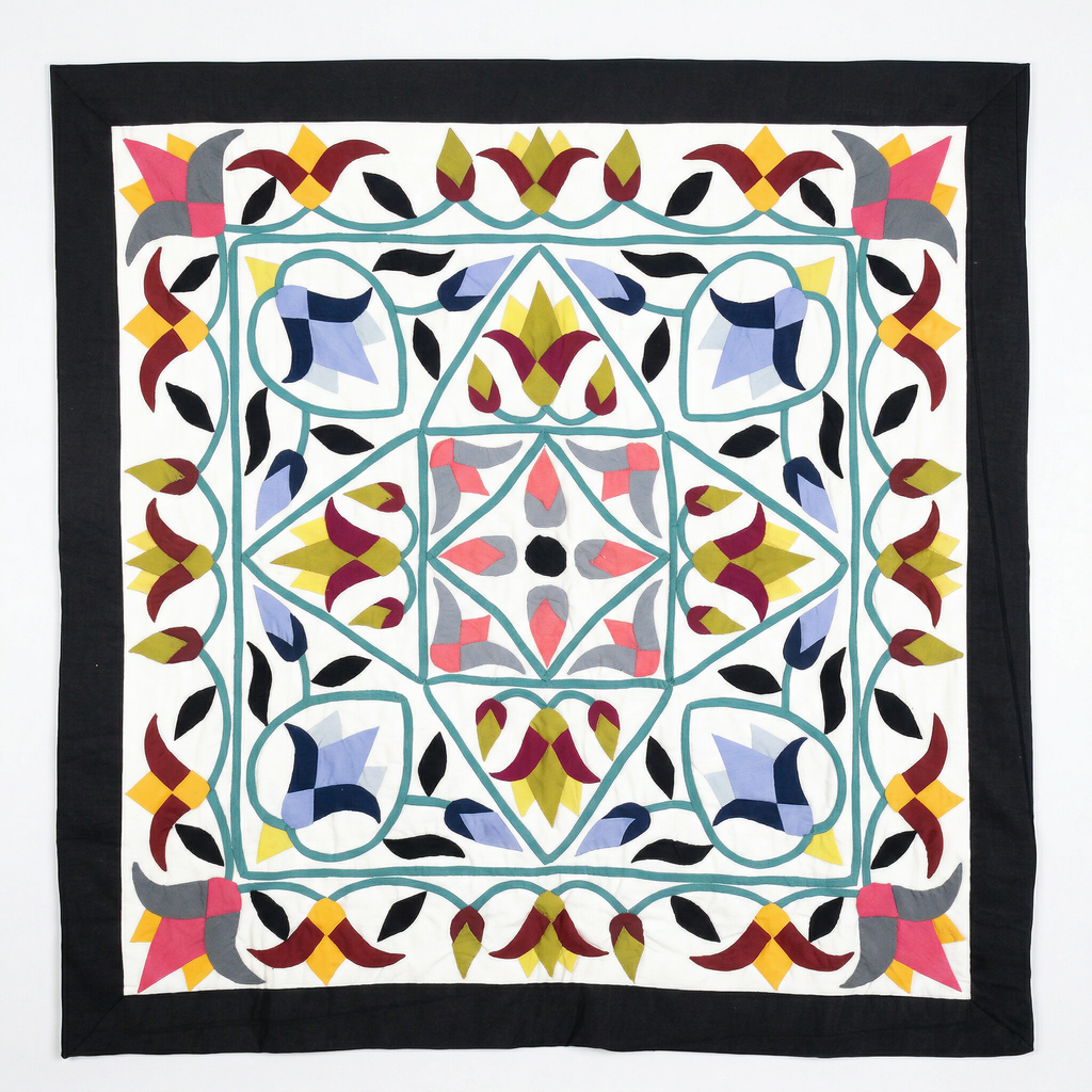 Vibrant Hand-Stitched Patchwork  Khayyamian Tapestry