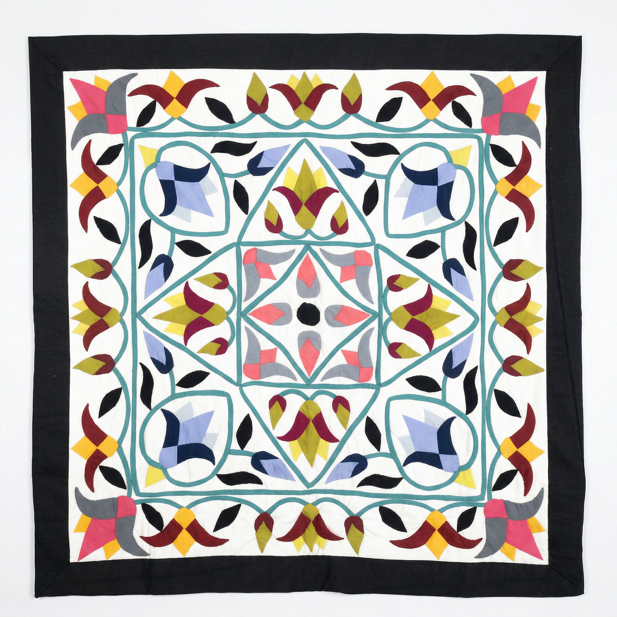 Vibrant Hand-Stitched Patchwork  Khayyamian Tapestry