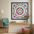 "Vibrant Appliqué Floral & Geometric Patchwork Khayyamian Tapestry