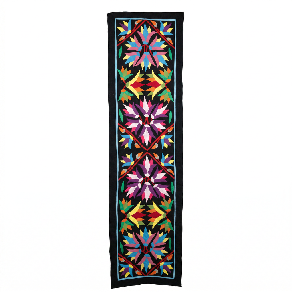 Colorful Geometrical Cotton Patchwork Khayyamian Tapestry