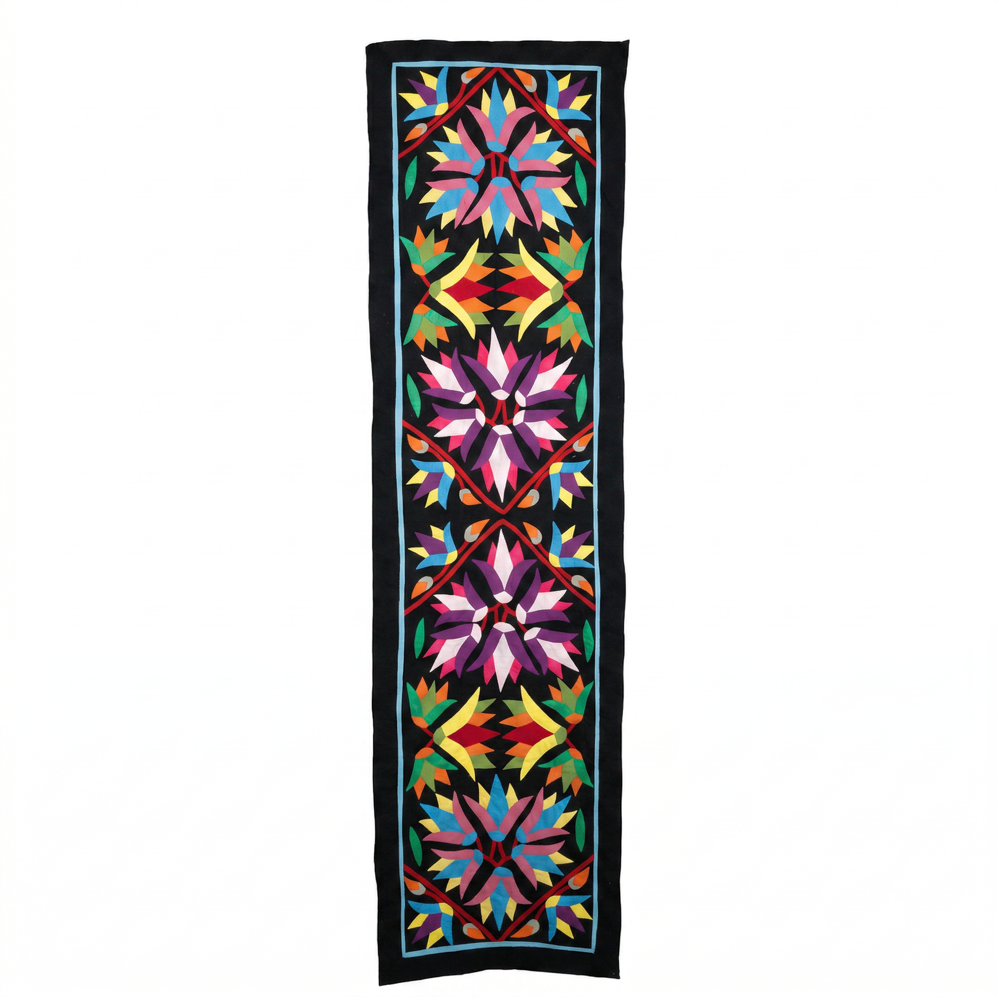 Colorful Geometrical Cotton Patchwork Khayyamian Tapestry