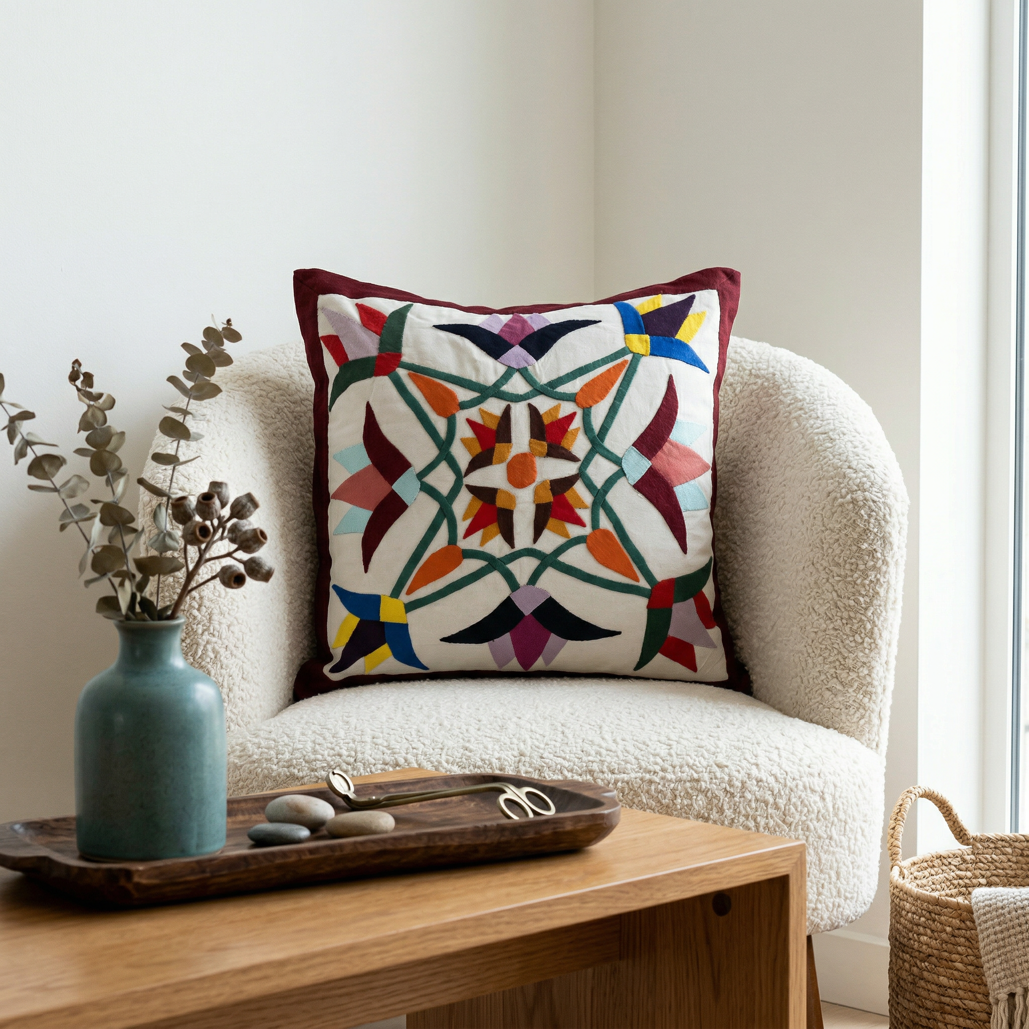 Colorful Lotus Khayyamian Patchwork Cushion Cover