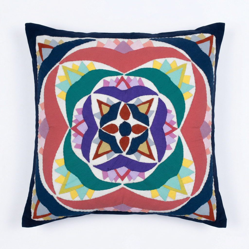 Colorful Geometrical Cotton Patchwork Cushion Cover