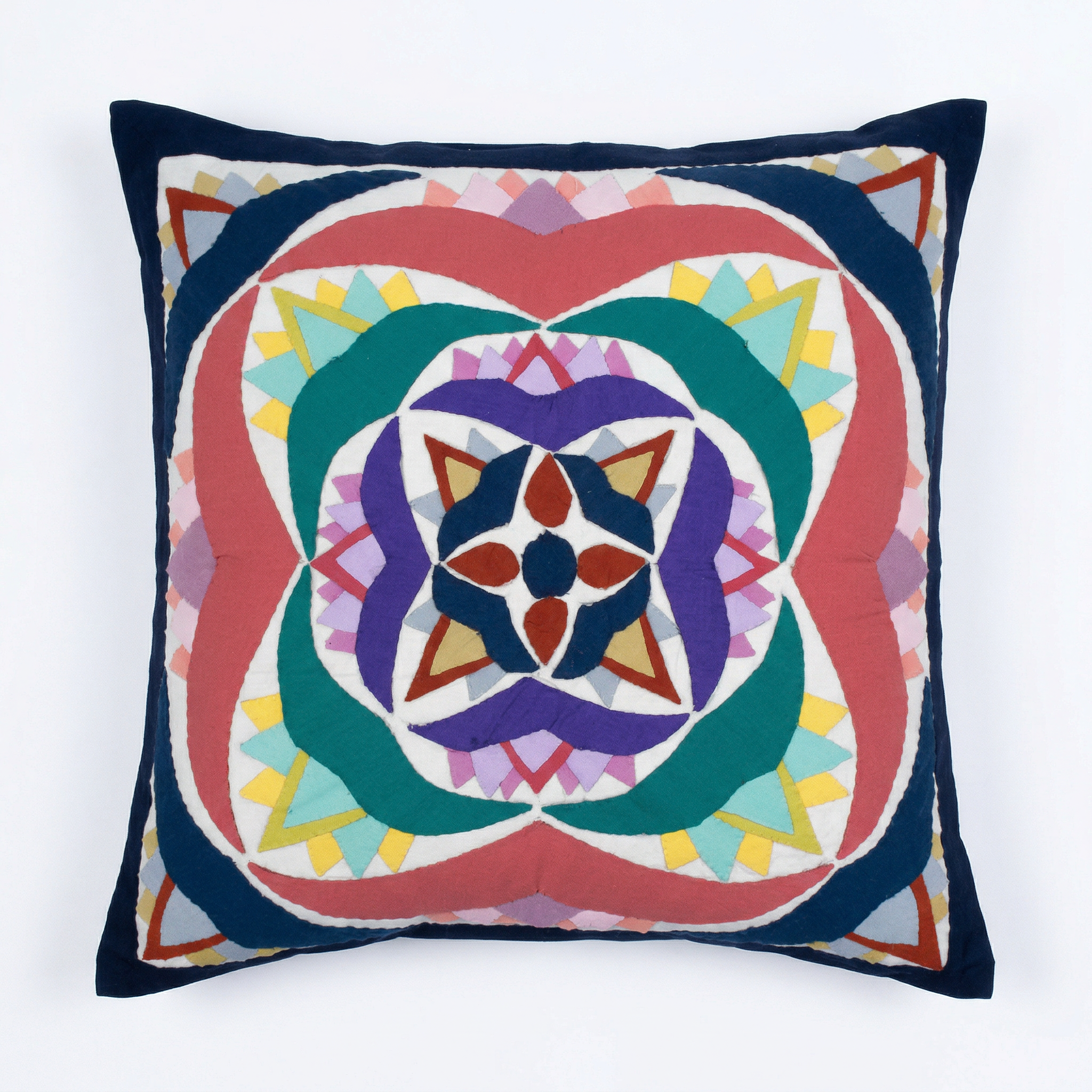 Colorful Geometrical Cotton Patchwork Cushion Cover