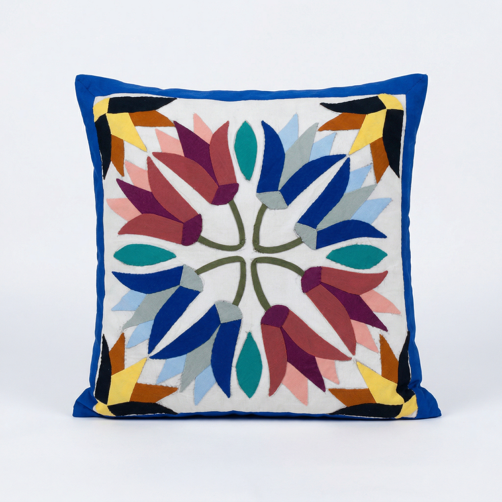 Masterpiece Hand-Stitched Lotus flower Pillowcase Cushion Cover