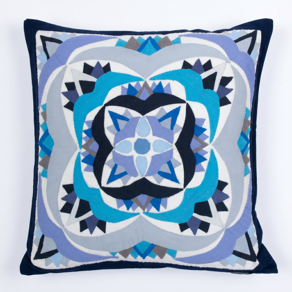 Geometrical Blue Patchwork Cushion Cover