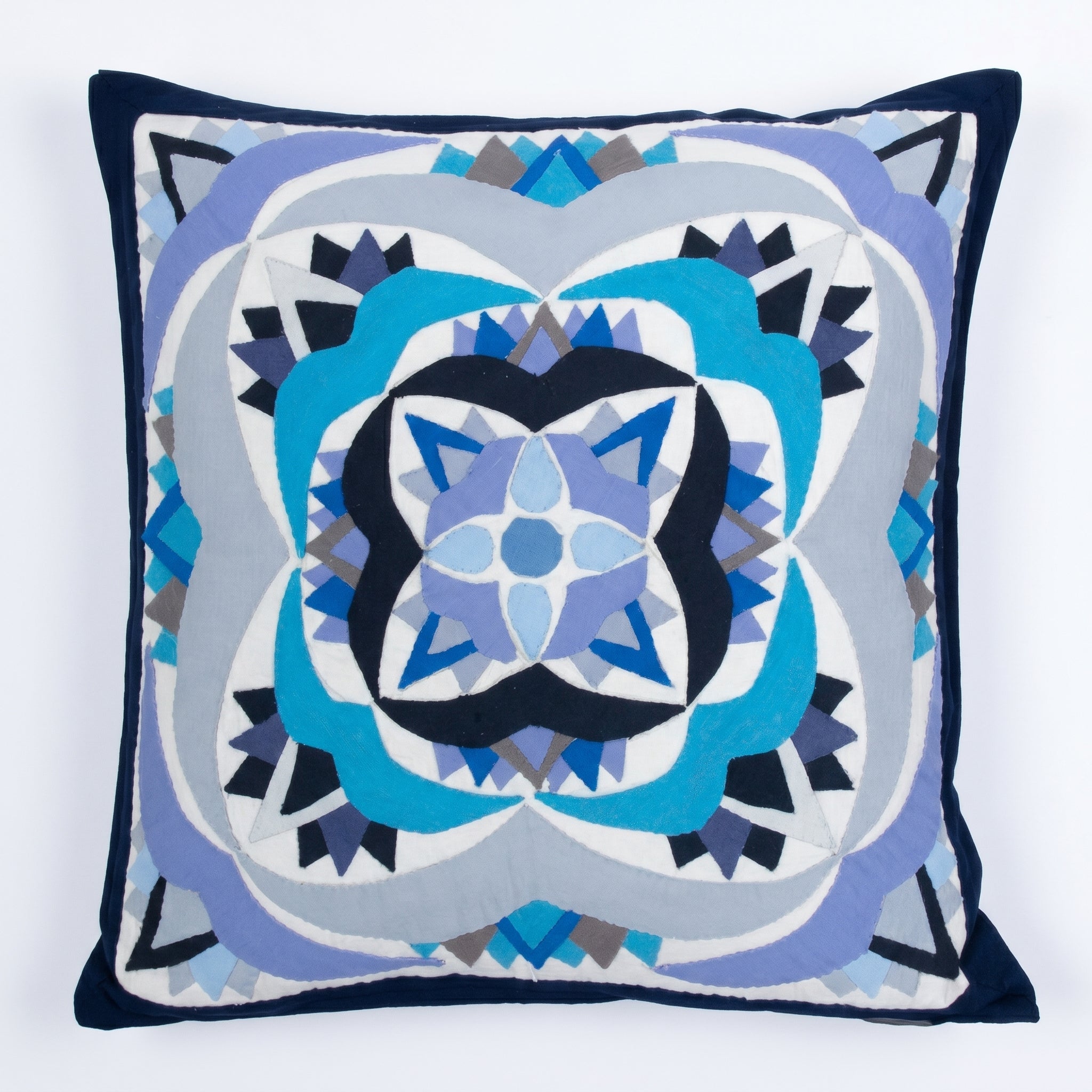 Geometrical Blue Patchwork Cushion Cover