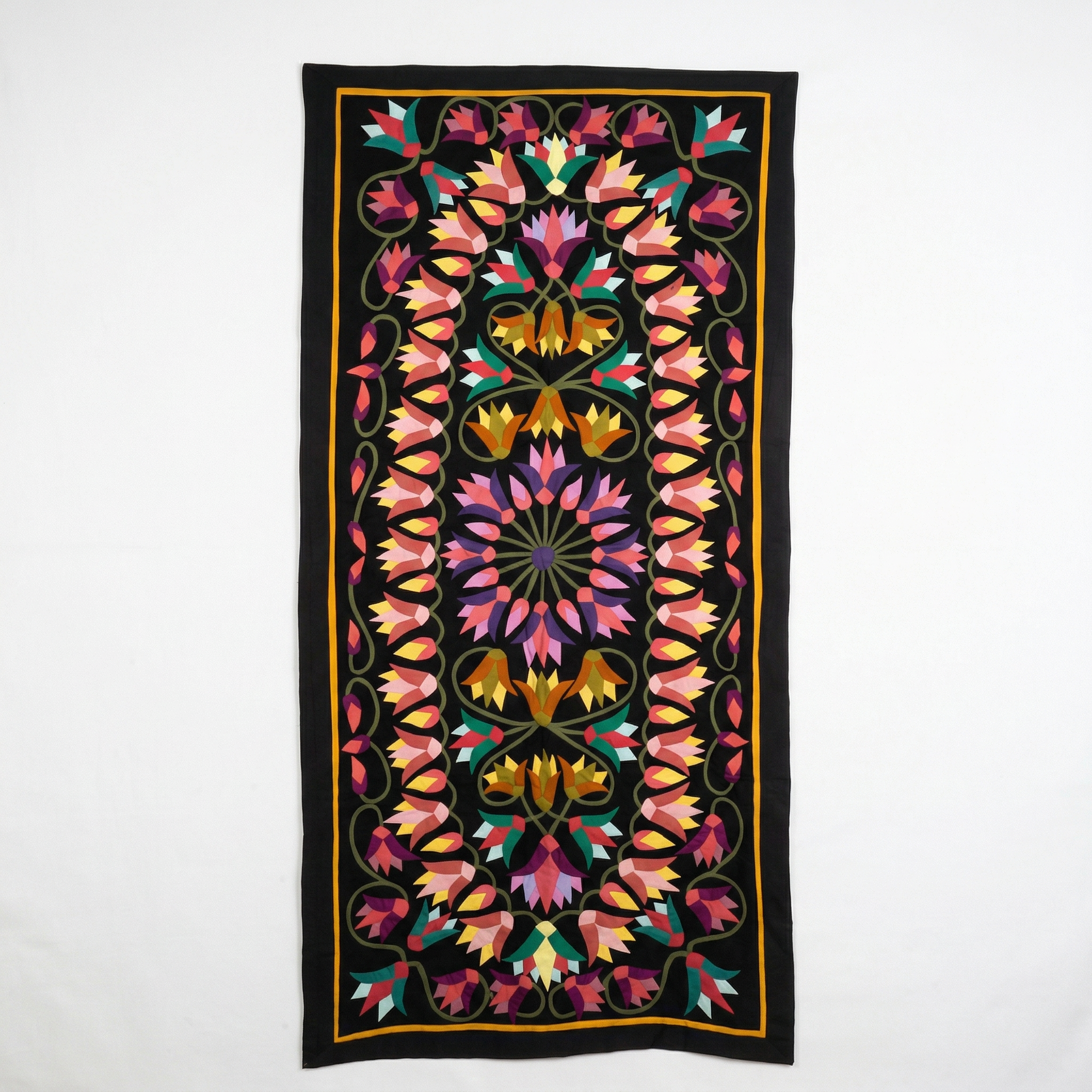 Handmade Floral Motif Wall Decor Patchwork Khayyamian Tapestry