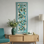 Blue Handmade Birds And Lotus Patchwork Khayyamian Tapestry