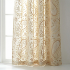 Cream & Gold Jacobean Floral Brocade Curtains