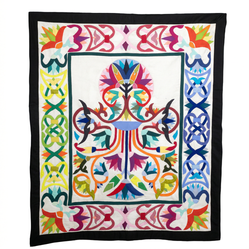 "Modern Folk Art Decorative Patchwork Khayyamian Tapestry