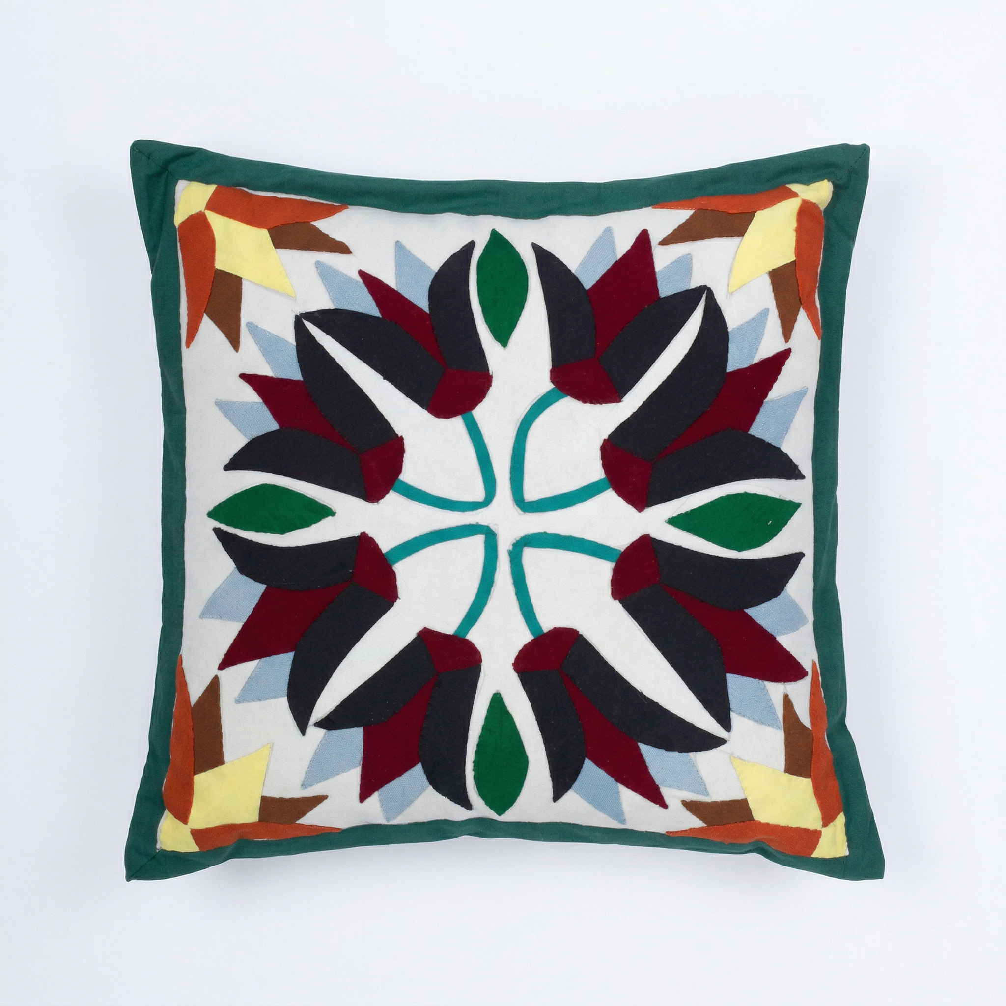 Astonishing Hand-Stitched Lotus Flower Cushion Cover