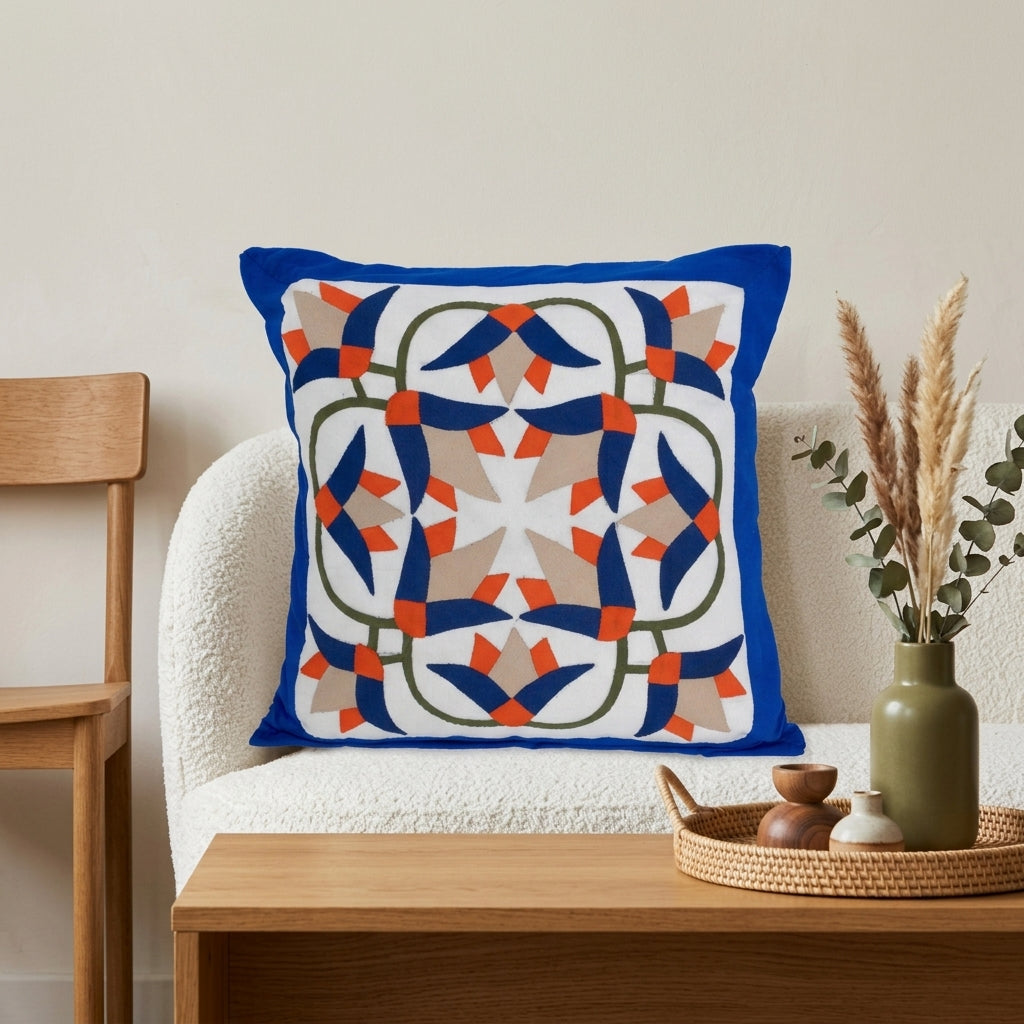 Hand-Stitched Lotus flower Handmade Cushion Cover