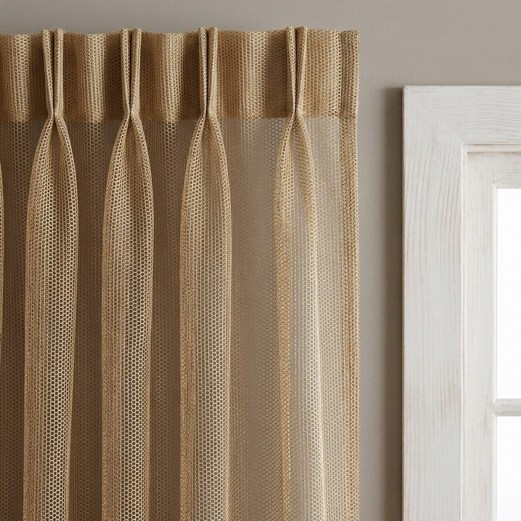 Geometric Open Weave Lattice Net Curtain