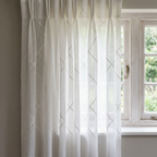 Luxury Embroidered Geometric Linen Blend Sheer Curtains