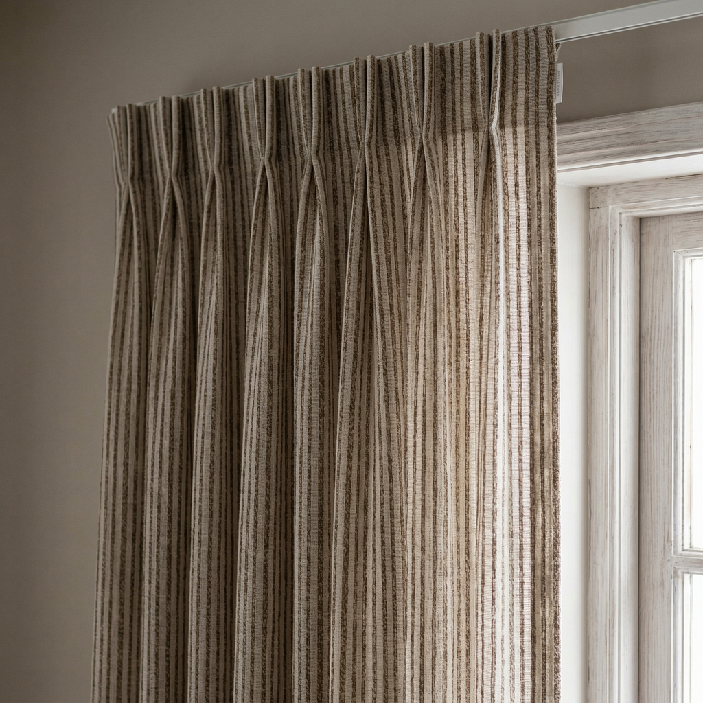 Vertical Stripe Linen Blend Cotton Curtains