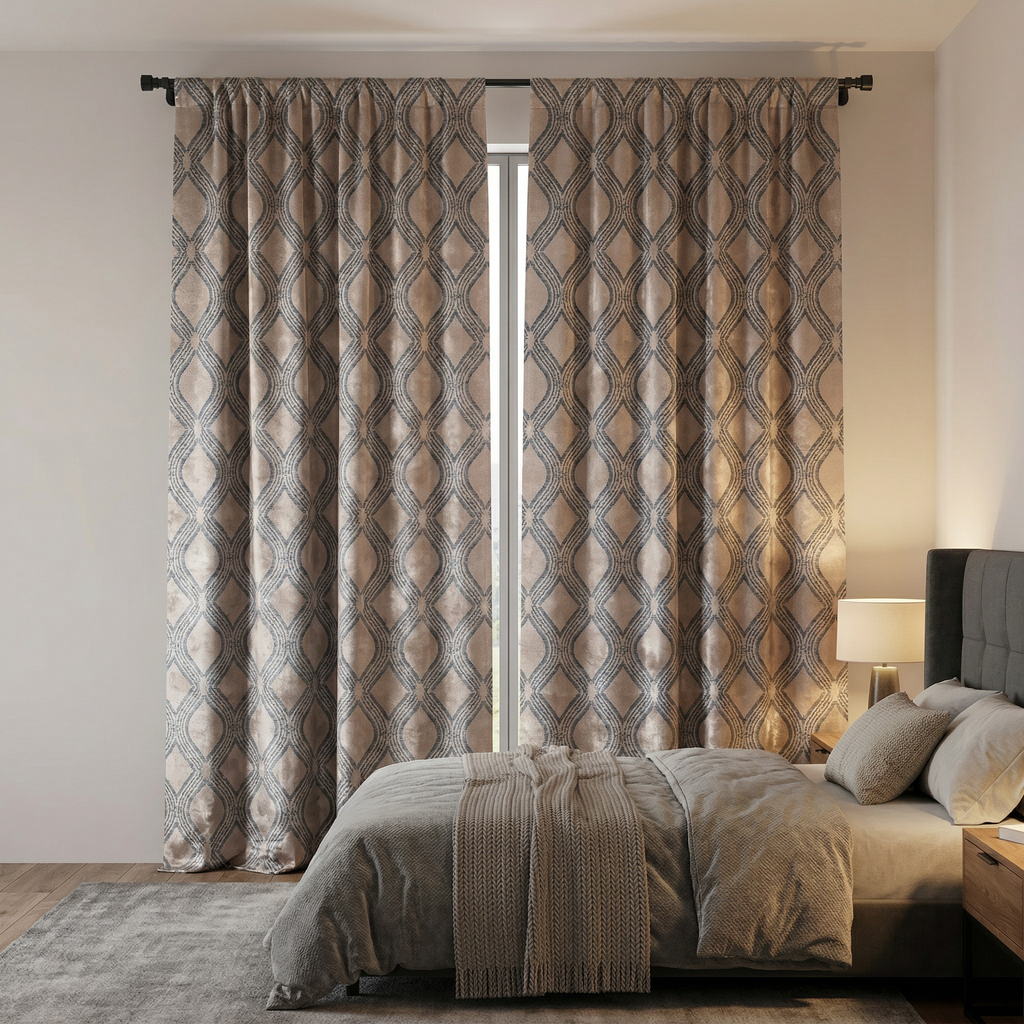 Scandinavian Geometric Jacquard Curtains