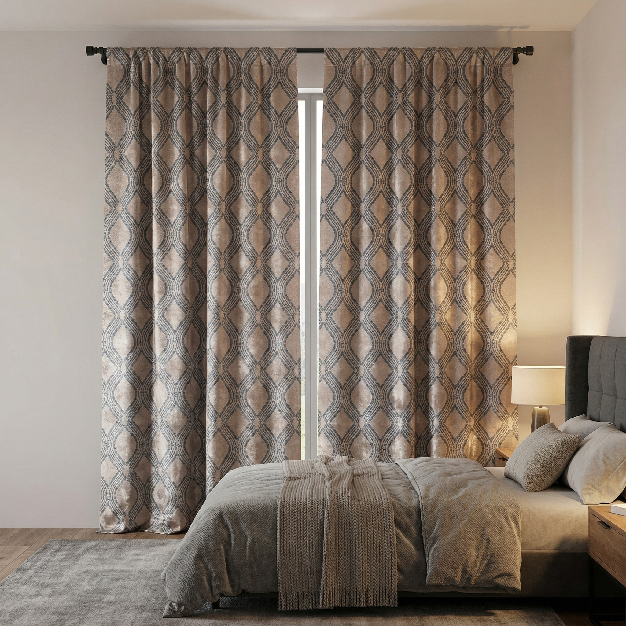 Scandinavian Geometric Jacquard Curtains