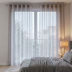 Mink Distressed Slub Tulle Sheer Curtains