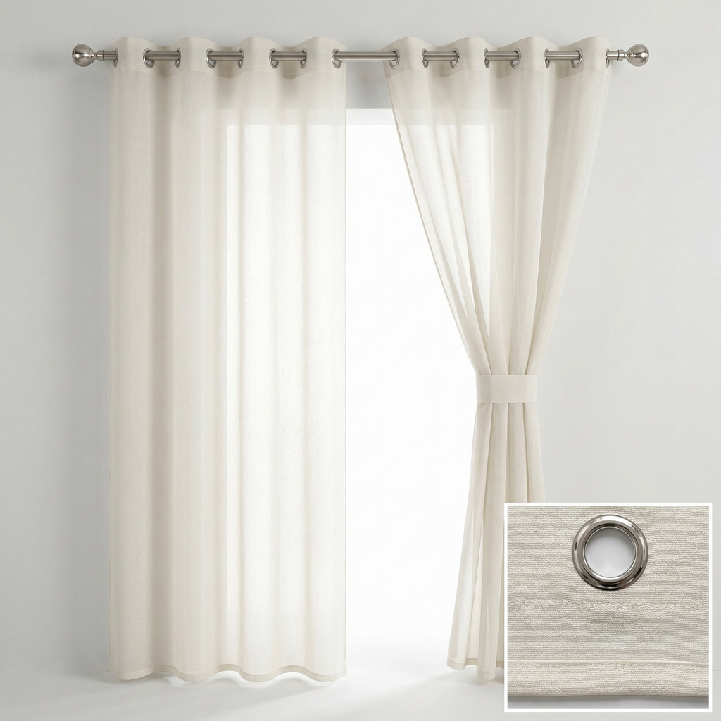 Natural Cream Pleated Tulle Sheer Curtains