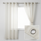 White Linen Effect Tulle Curtains