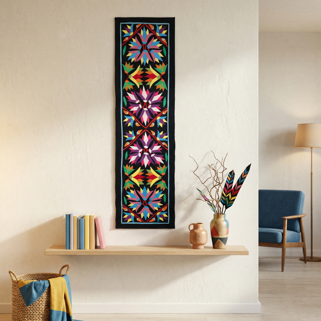 Colorful Geometrical Cotton Patchwork Khayyamian Tapestry