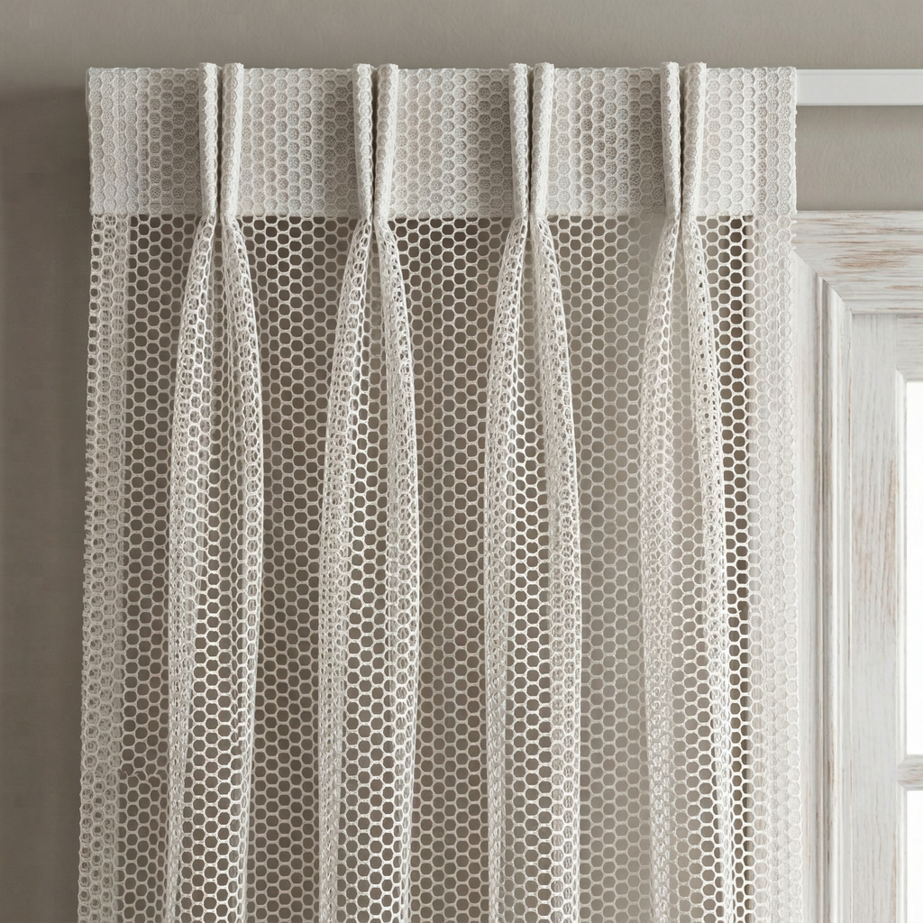Geometric Open Weave Lattice Net Curtain
