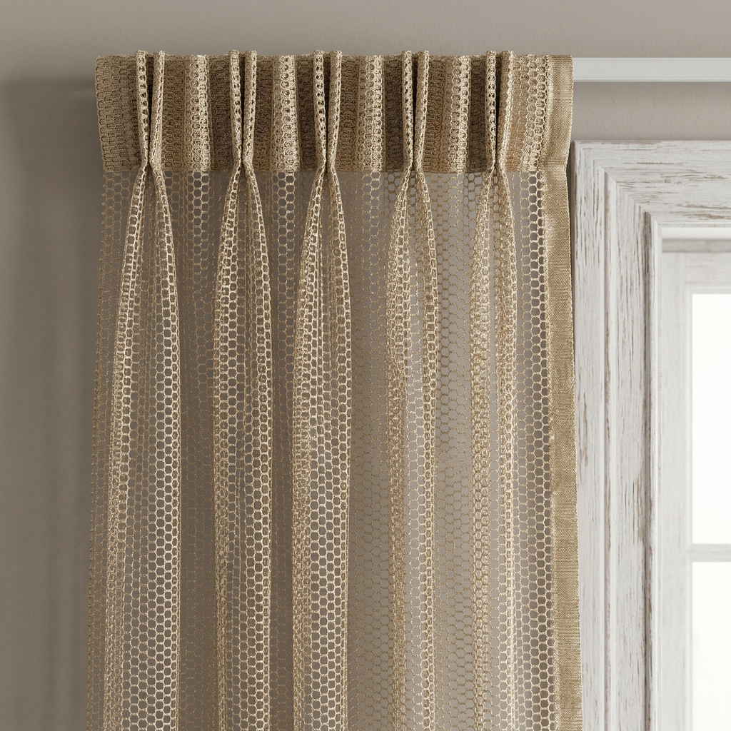 Geometric Open Weave Lattice Net Curtain