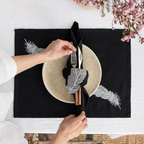 Feather Luxury Embroidered Table Linen Collection – 100% Egyptian Cotton & Linen