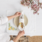 Lemon Luxury Embroidered Table Linen Collection – 100% Egyptian Cotton & Linen